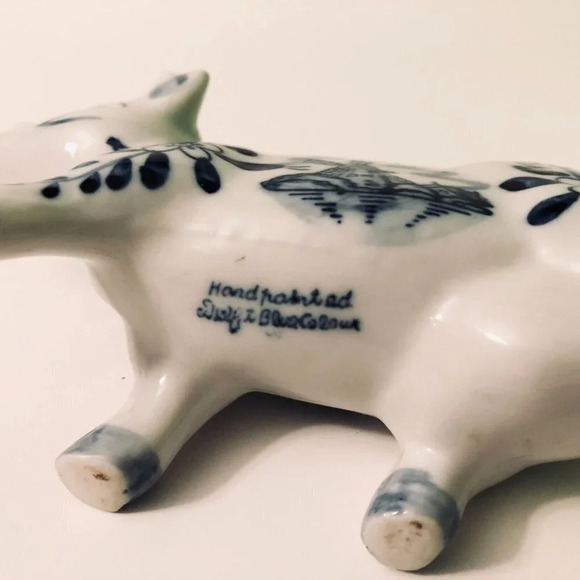 Vintage Delft Blue Colour Cow Creamer Pitcher Hand Painted  Holland - Picture 8 of 16